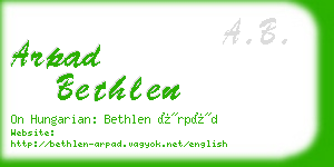 arpad bethlen business card